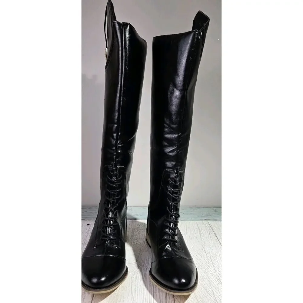 Women's Fashion Riding Tall Boot Zip Back Size 8 (40) Equestrian Military Moto